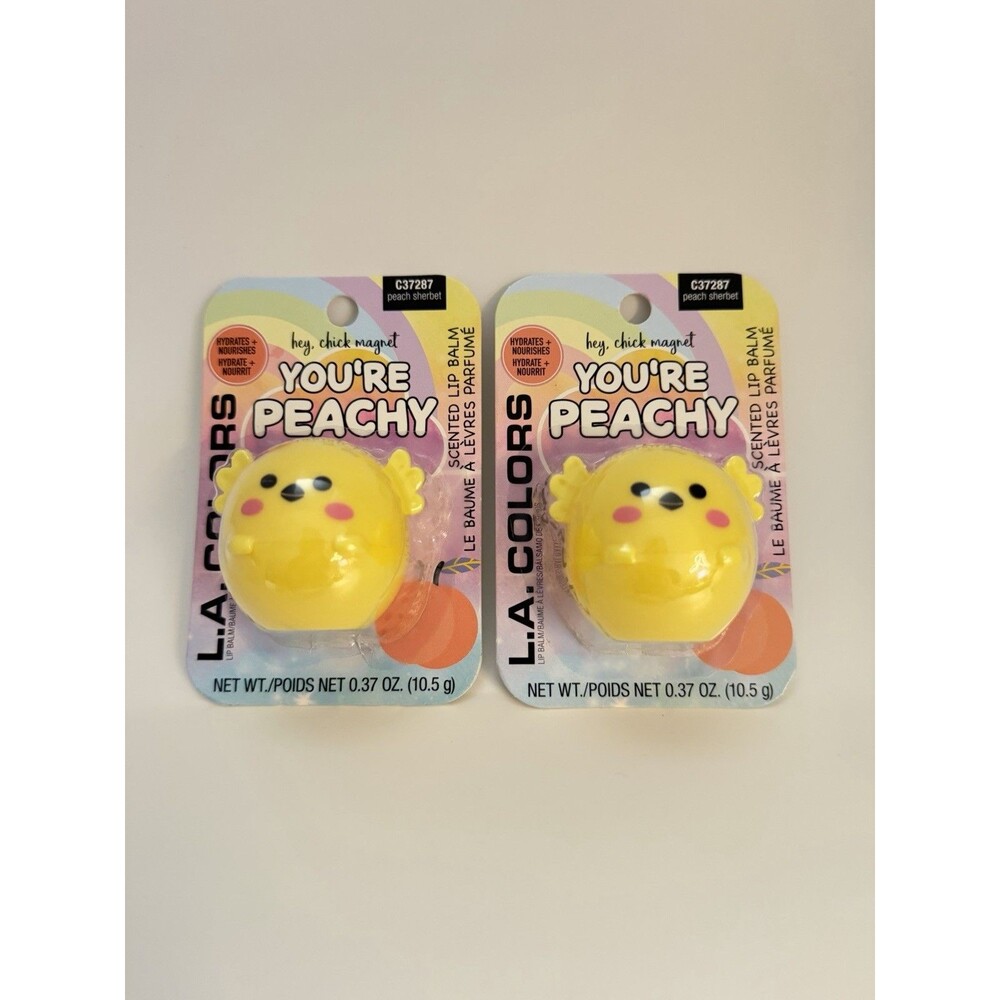 2 LA COLORS YOU'RE PEACHY PEACH SHERBET SCENTED CHAPSTICK LIP BALM Set